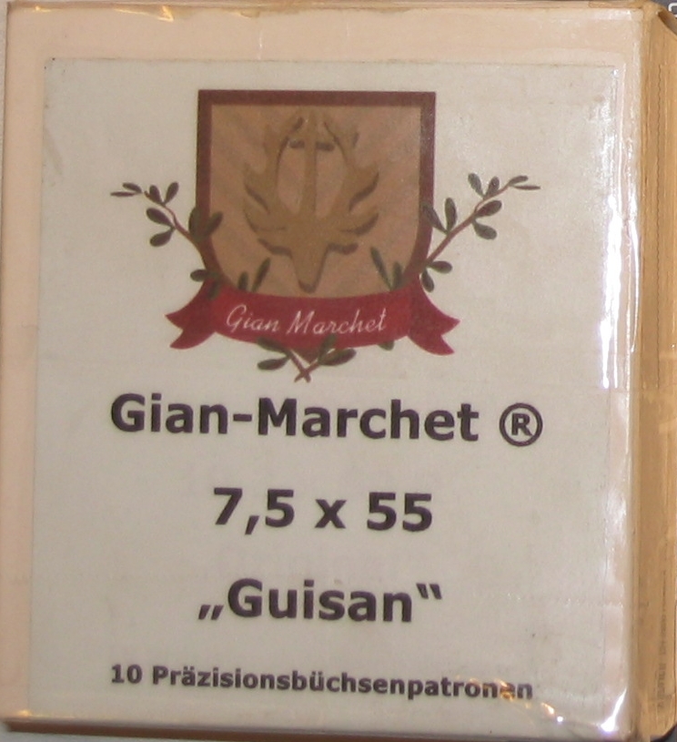 Laborierung im Kaliber 7,5x55 Gian-Marchet® mit Guisan